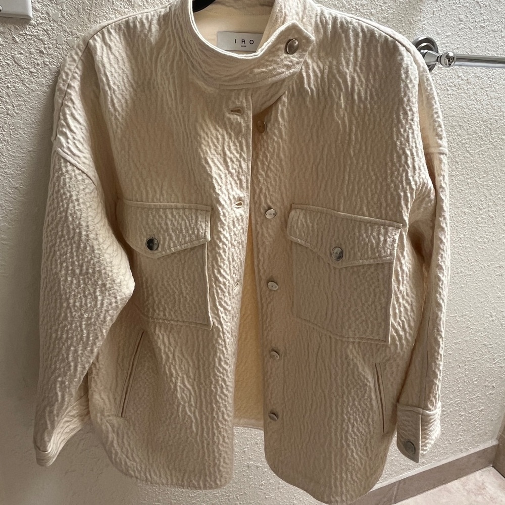IRO Rosana oversized cream textured jacket size 36 - Picture 3 of 10